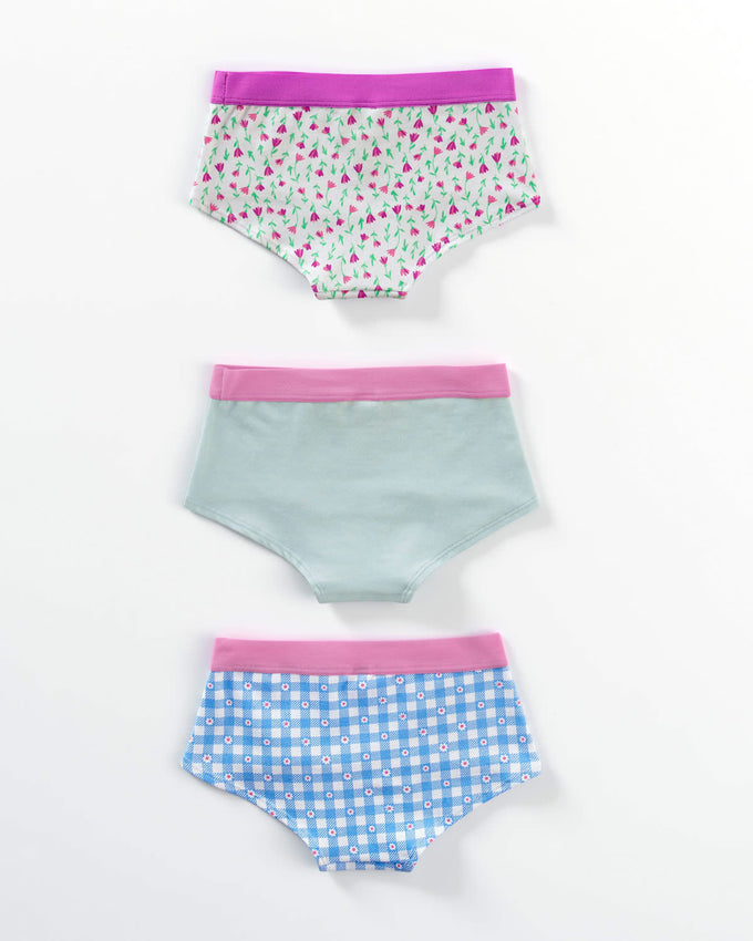 Paquete x 3 panties tipo hipster en algodón suave para niña#color_s42-flores-cuadros-azul-claro