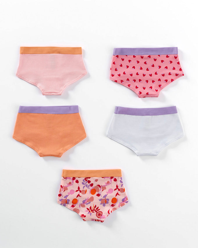 Paquete x 5 panties tipo hipster en algodón suave para niña#color_s23-blanco-naranja-frutas-fresas-rosado