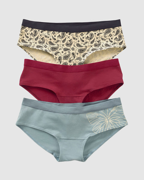 Paquete x 3 panties estilo hipster en algodón#color_s49-rojo-estampado-arabescos-azul-estampado