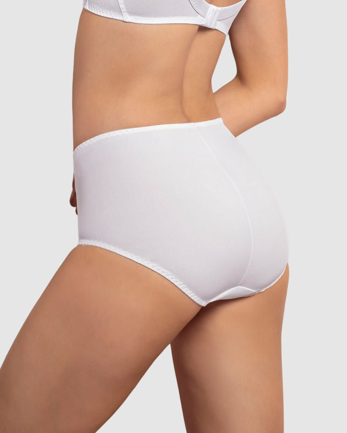 Panty clásico de control suave con toques de encaje en abdomen#color_000-blanco