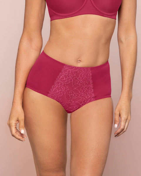 Panty clásico de control suave con toques de encaje en abdomen#color_316-fucsia