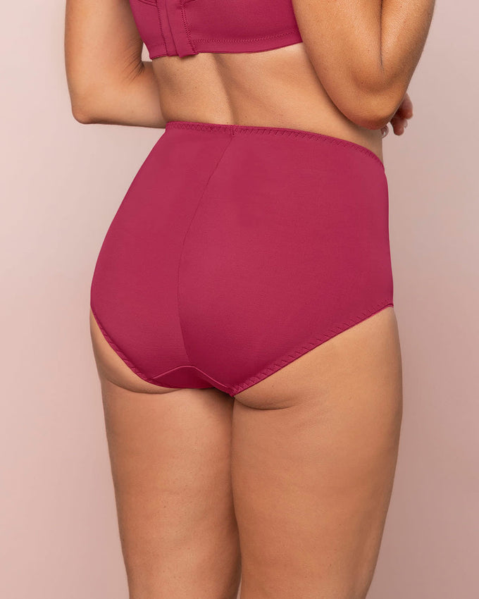Panty clásico de control suave con toques de encaje en abdomen#color_316-fucsia