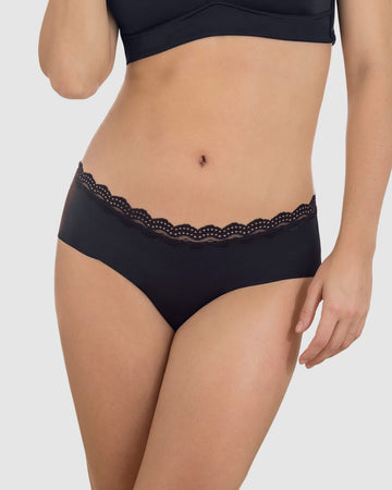 Panty hípster con encaje en cintura tiro medio#color_700-negro