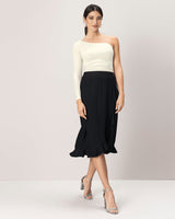 Falda midi con boleros decorativos en frente#color_700-negro