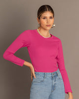Camiseta básica cuello redondo manga larga#color_313-rosado-medio