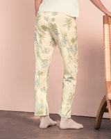 Pantalón largo de pijama para mujer#color_001-marfil-estampado