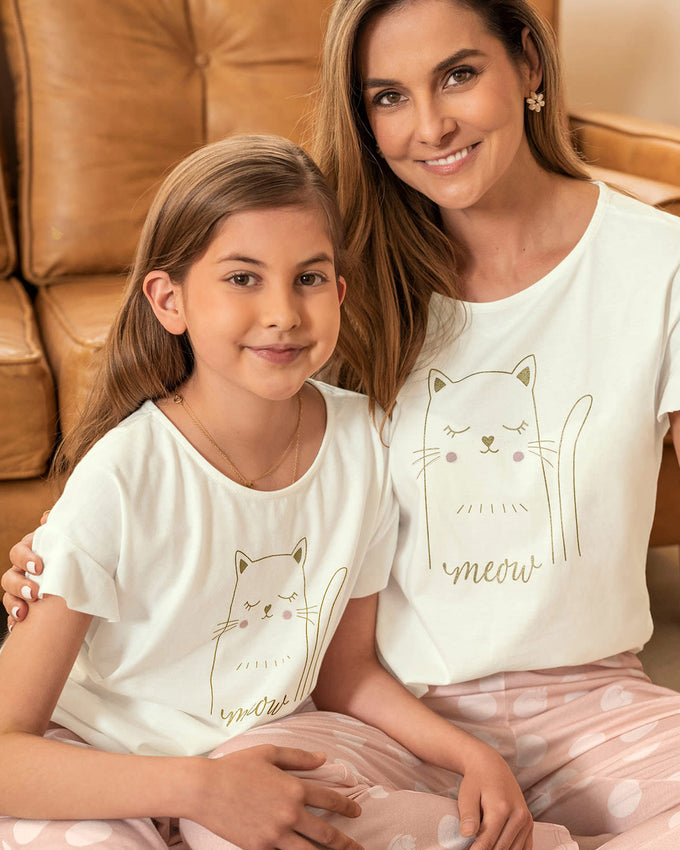 Camiseta de pijama para niña con estampado localizado#color_018-marfil