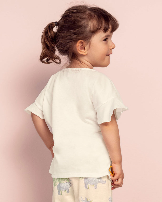 Camiseta de pijama para niña con estampado localizado#color_046-marfil-estampado