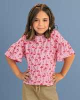 Camiseta manga corta con boleros en borde#color_976-rosado-estampado