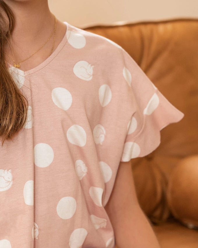 Batola corta de pijama para niña#color_145-estampado-puntos