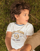 Camiseta manga corta con cuello tejido para niño