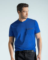 Camiseta manga corta con puños tejidos#color_464-azul-rey