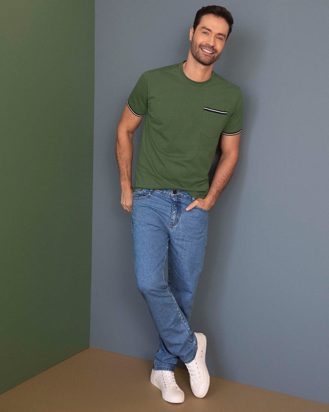 Camiseta manga corta con puños tejidos#color_611-verde