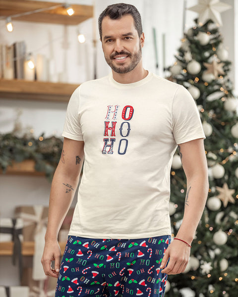 Camiseta manga corta de pijama navidad para hombre#color_018-marfil